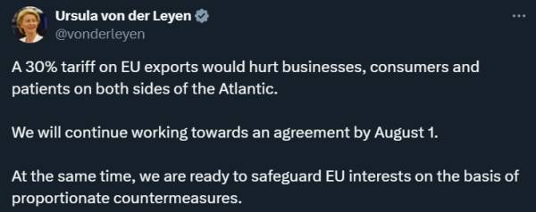 加拿大足球
_冯德莱恩回应特朗普加征30%关税:必要时将对等反制